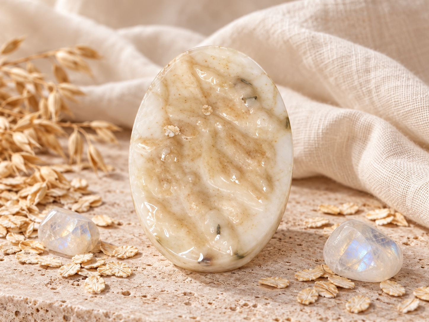 Jabón artesanal Piedra Luna LUNESSA con avena